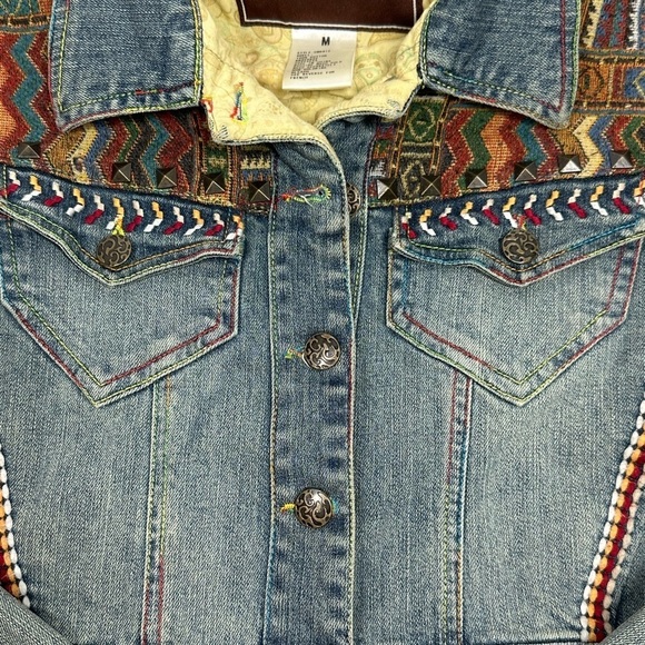 Cripple Creek Ranchwear Denim Jacket Embroidered Aztec CW8612 Women's Medium - Picture 15 of 16